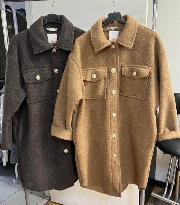 Ladies Wool Jacket Coat Shirt Style Cuffed Sleeves - Josie Range