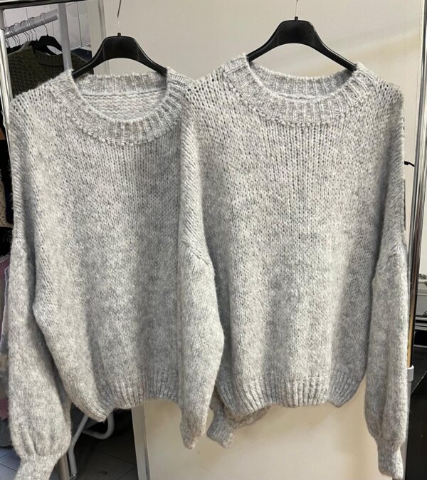 Light Weight Wool Knit Jumper in Solid Colour in Grey - Hannah
