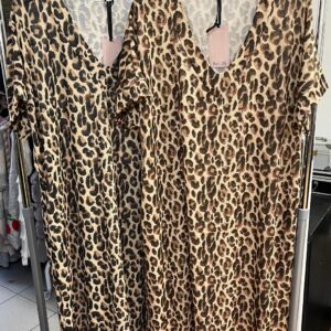 Dress Full Length Animal Print V Neck Floaty Style  - Brittany Range