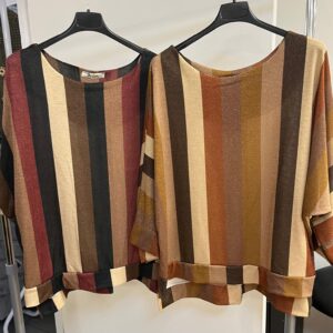 Ladies Autumn Colours Stripe Top Round Neck Sleeveless - Sylvie Range
