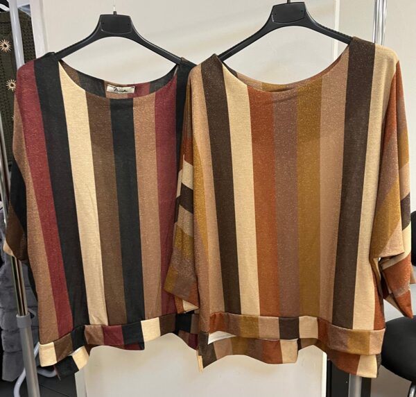 Ladies Autumn Colours Stripe Top Round Neck Sleeveless - Sylvie Range