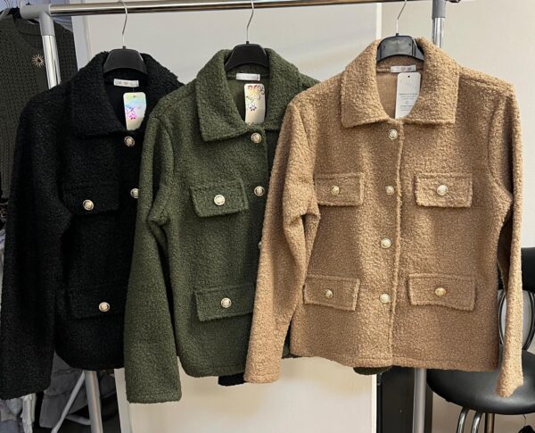 Ladies Wool Jacket Coat Short Shirt Style Long Sleeves - Jose Range