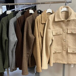 Ladies Wool Jacket Coat Short Shirt Style Long Sleeves - Jose Range