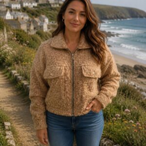 Ladies Wool Jacket Coat Short Shirt Style Long Sleeves - Jose Range