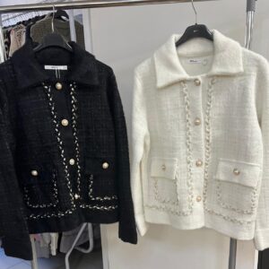Ladies Smart Jacket with Pearl Detailing Pockets and Collar - Phillipa Range