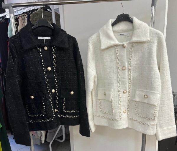 Ladies Smart Jacket with Pearl Detailing Pockets and Collar - Phillipa Range