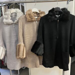 Ladies Wool Jacket / Fleece With Faux Fur Collar and Arm Cuff - Josie Jo  Range