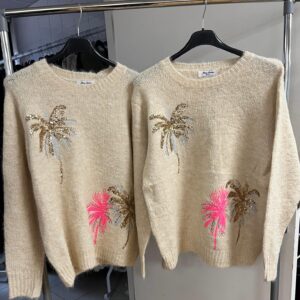 Light Weight Wool Gold Palm Tree Jumper Round Neck Casual - Palmer Ranger