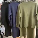 Co ord Plain Sets Lightweight with Cable Knit Style on Side Turtle Neck Wide Leg -  Addison Range
