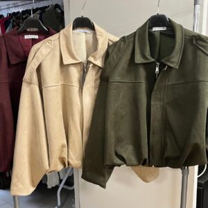 Ladies Suede Short Jacket with Collar and Zip - Daniela Range