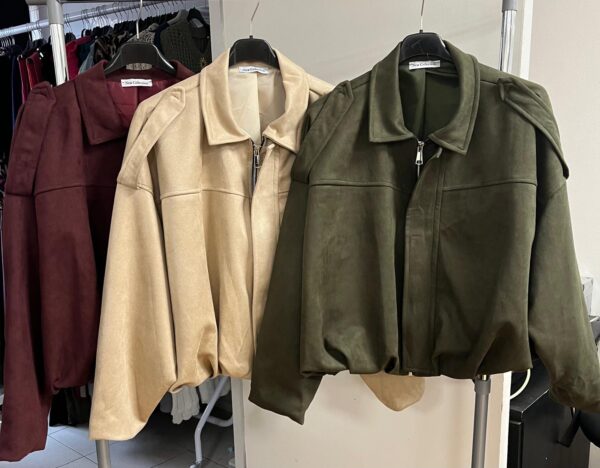 Ladies Suede Short Jacket with Collar and Zip - Daniela Range
