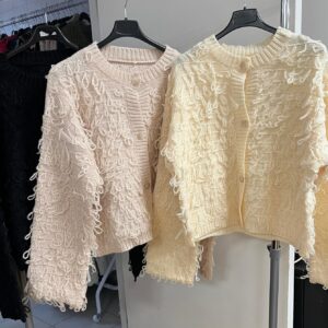 Ladies Knitted Fringe Loop Cardigan Wool - Freda Range