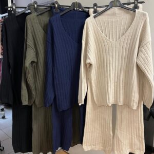 Co Ord Set Long Trousers Knit Stretch Plain Design - Dakota Range