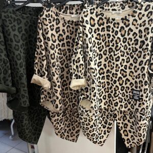 Animal / Leopard Print Co ord Set with Batwing Style Trousers Sweatshirt Material - Lennie Range