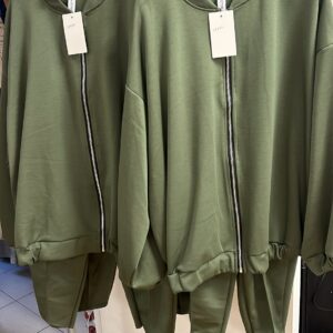 Co ord Plain Sets with  Long Arms Full Zip Sweatshirt Material - Val Range