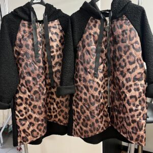 Ladies Sweatshirt Style Fleece / Jacket with Animal / Leopard Print Front full Zip - Lelia Range