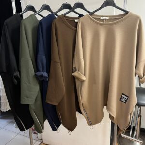 Ladies Sweatshirt with round neck and cuffed sleeves zips at the side- Evelyn Range