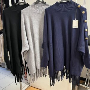 Jumper Throw Turtle Neck with Buttons on one side Tassel Bottom - Harlet Range