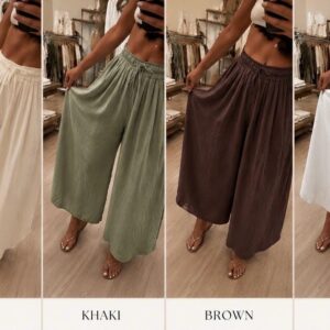 Wide Leg Beach Trousers Featuring Dramatic Side Splits Comfortable Waistband - Zara Range