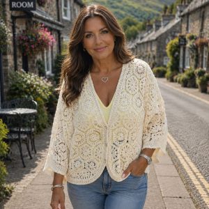 Crotchet Knit Plain Colour Cardigan with 3 Buttons  - Daisy Range
