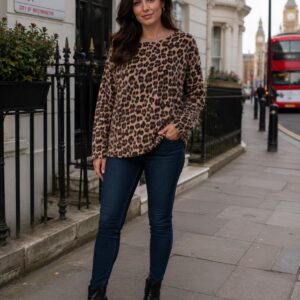 Animal Print Top Round Neck Casual Look  - Leanne Range
